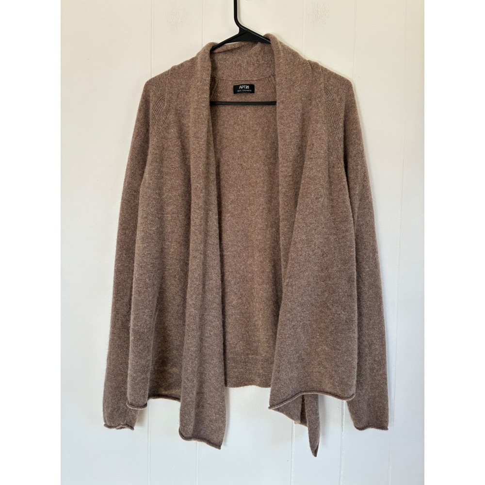 Apt 9 Womens 100% Cashmere Open Front Cardigan Brow Shawl Collar Sweater‎